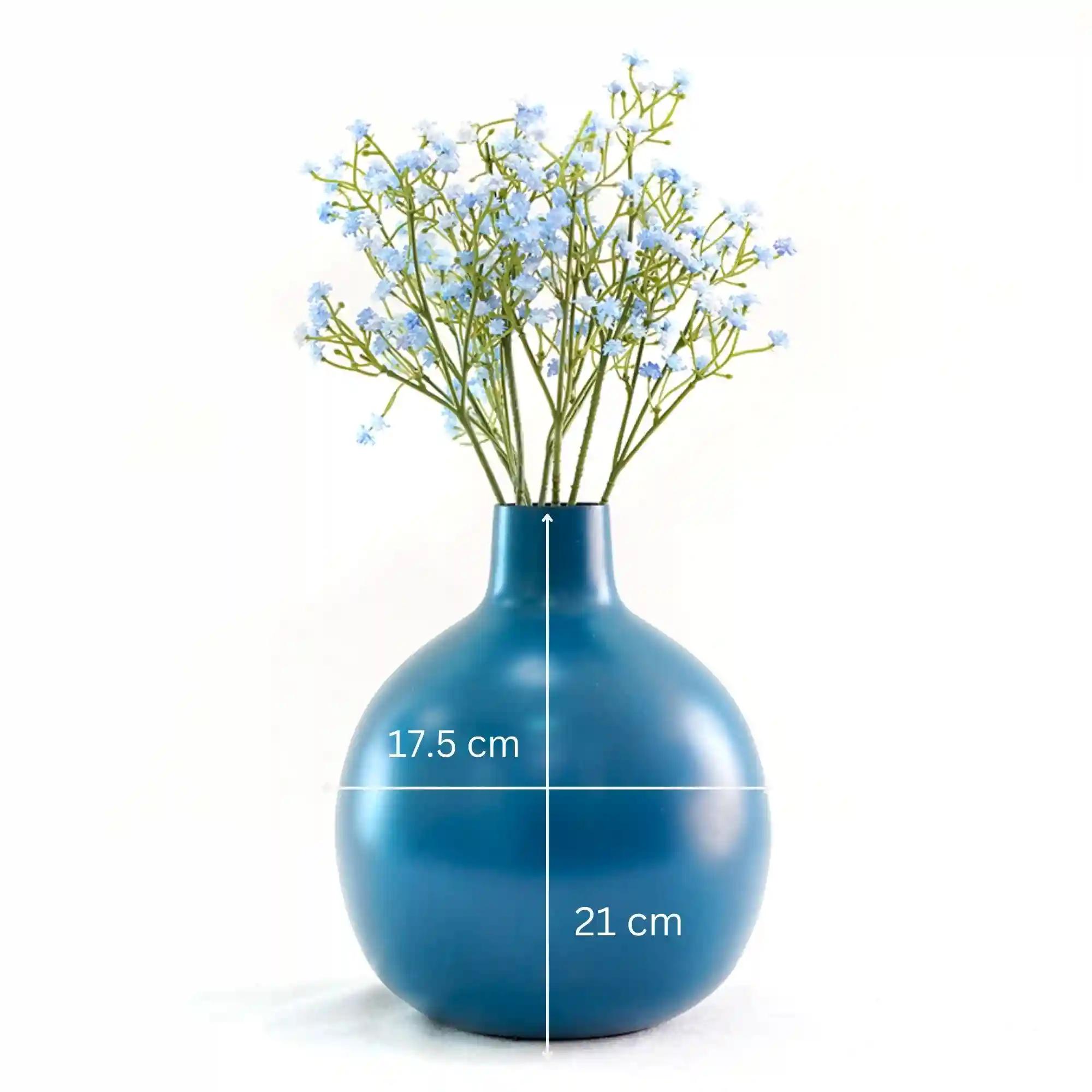 Behoma Metal Flower Vase for Home Decor| Decoration Item for Living Room Office| Table Decorative Flower Pot for Gifting 1Pcs Opal Blue(Flower not Included)