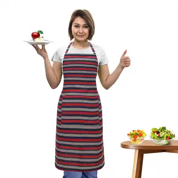 Oasis Multi Striped Cotton Kitchen Apron |Free Size | Comfortable To Wear With Center Pocket |Pack Of 1