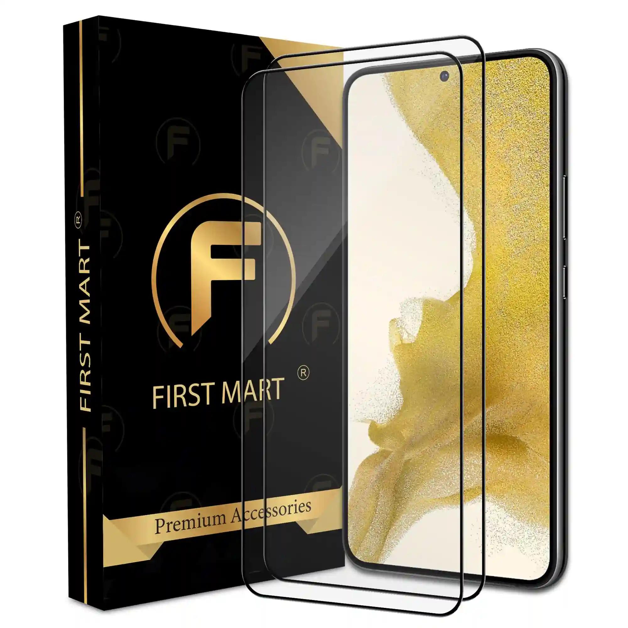 FIRST MART Premium Tempered Glass for Samsung Galaxy S22 5G / Samsung S23 with Edge to Edge Coverage and Easy Installation Kit, Pack of 2