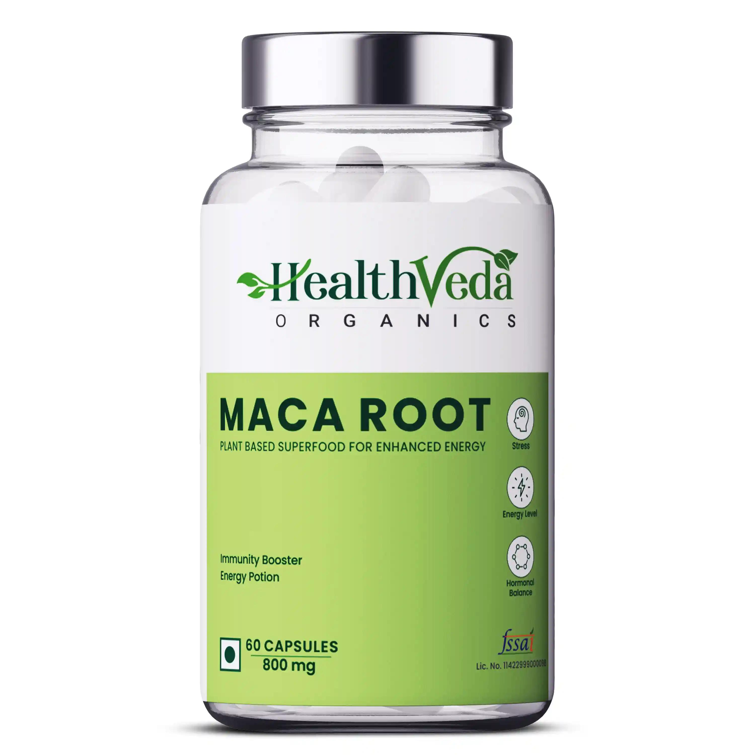 Health Veda Organics Maca Root Capsules for better Reproductive Health & Enhanced Performance, 60 Veg Capsules