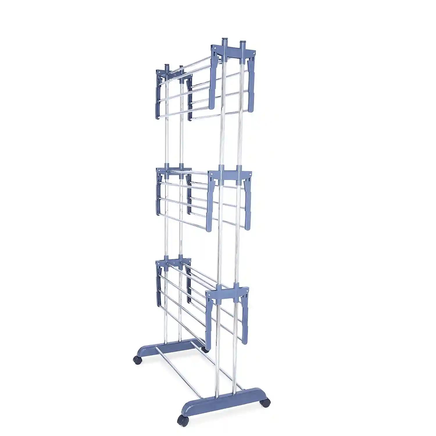 LiMETRO Double Pole 3 Layer Clothes Stand for Drying Clothes