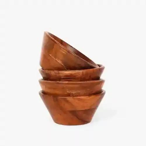 CASA DECOR Sylvan Nest Bowl Set Serving Bowls for Breakfast Snacks Soup Severer Salad Bowl, Serving Bowl for Home and Kitchen, Wooden Bowl Brown Color, Bowls for Snacks