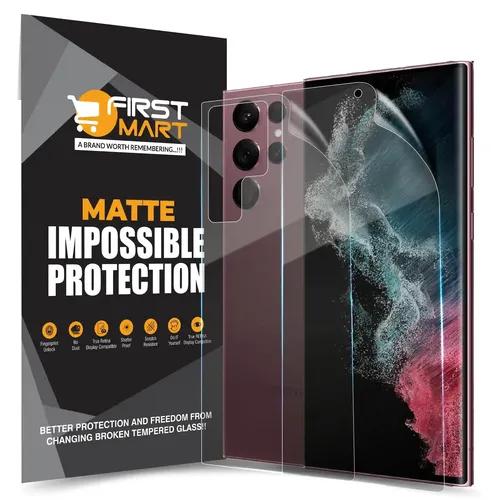 FIRST MART Screen Protector for Samsung Galaxy S22 Ultra 5G - Front and Back Nano Fiber Unbreakable Membrane Case Friendly Full Edge to Edge Screen Coverage & Installation Kit (Matte)