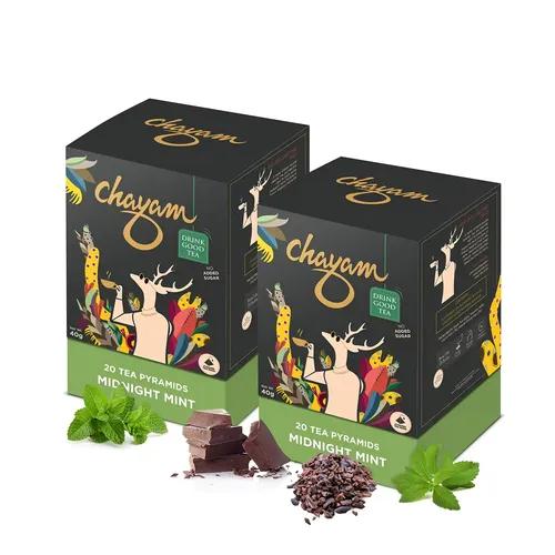 CHAYAM Peppermint Tea with Chocolate, Cocoa Nibs | Refreshing Peppermint Tea |100% Natural Chocolate Flavour | Zero Calorie | Dessert Teas