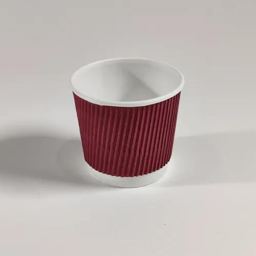 PARICOTT-Disposable 100ml Ripple Paper Cup for Hot Coffee/Tea/Drinks for Party ( 100ml,Maroon) (Pack of 100pcs)