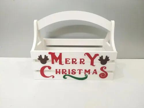 Rave Creations PVC Christmas Decorative Gifting Rectangular Empty Basket Gift Hamper Basket with handle for X-mas festival