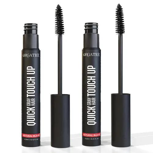 Orgatre Quick Gray Hair Touch Up Stick 4.5ml | Instant Gray Coverage for Men & Women | Semi Permanent | Black Color | Smudge-Proof & Long-Lasting | Ideal for All Hair Types | Enriched with Almond & Olive Oil (Pack of 2)