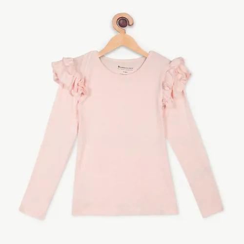 Organic Bamboo Fabric Girl's Frill Top Pink