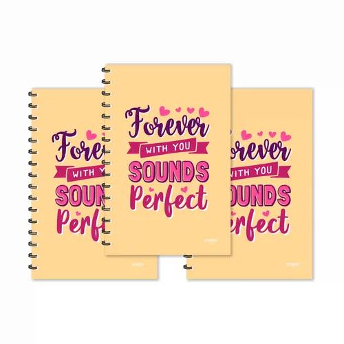 Forever With You Sounds Perfect Design Ruled Diaries - Pack Of 3