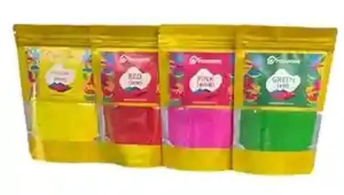 Pujahome Holi Herbal Gulal Color for Kids & Adults Natural Fragrance Soft Gulal with Non-Toxic Scent for Holi Parties and Puja 100 Gram Each (Pack of 4 Colors)