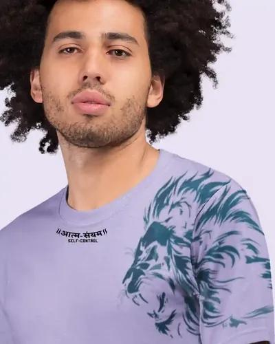 Wear Your Strength, Cotton Printed T-shirt for Men / Lilac