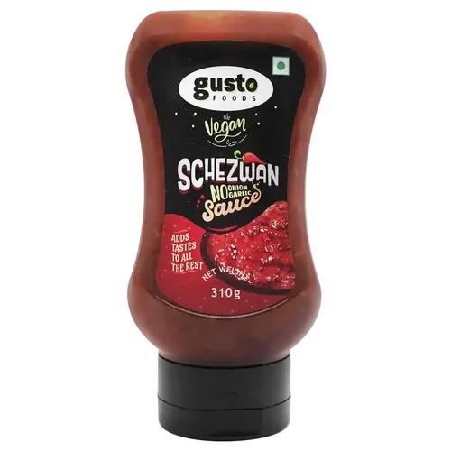 Gusto Foods No Garlic No Onion Schezwan Chunky Sauce (310 Gm) | Jain Chinese Schezwan Sauce | Made With Fresh Ingredients | Chinese Sauce | Ready To Use | Hot Spicy Chilli Schezwan Dip Sauce