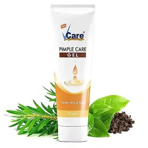 VCare Pimple Care Gel for All Skin Types 30g with Green Tea and Neem for Pimple Patches Removal Face Care Cream|Dark Spot Removal Cream Suitable for Men and Women Pack of 1