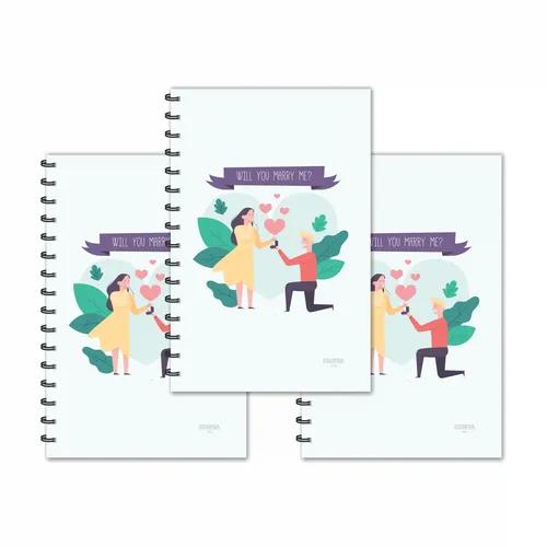 Will You Marry Me Design Ruled Diaries - Pack Of 3