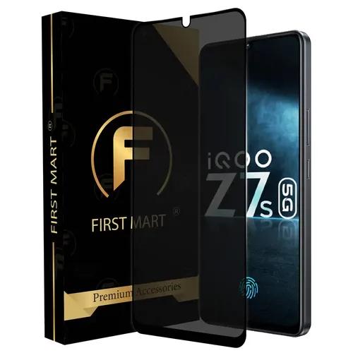 FIRST MART Edge to Edge Privacy Tempered Glass for iQOO Z7s 5G / iQOO Z7 5G / Vivo T2 5G Full Screen Coverage with Easy Installation Kit | Black