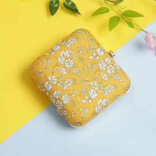 Yellow Print Designer Clutch For Women