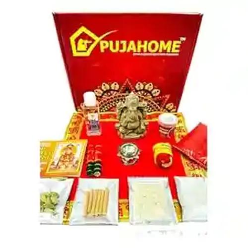 Pujahome Ganesh Puja Samagri Kit for Ganesh Pujan/Ganpati Pooja Kit/Ganesh Chaturthi Puja/Ganesh Pooja with Mitti(Clay) Ganesh Murti(17 Items)