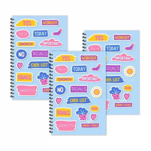 Goals Doodle Ruled Diaries - Pack of 3