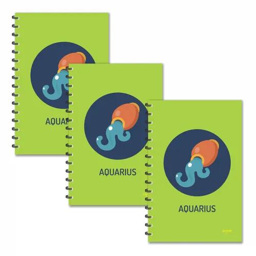 Aquarius Zodiac Designer Ruled Diaries - Pack Of 3