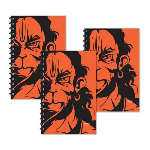 Half Face Orange Hanuman Ruled Diaries - Pack Of 3