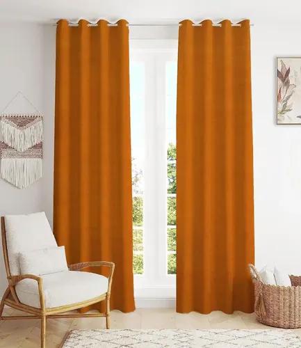 TRANCE HOME LINEN 100% Cotton 9 Feet Curtains for Long Doors | Plain Design Parda for Living, Bed Room Long Doors (Mustard - Set of 2, 9ft Long Door Curtains)