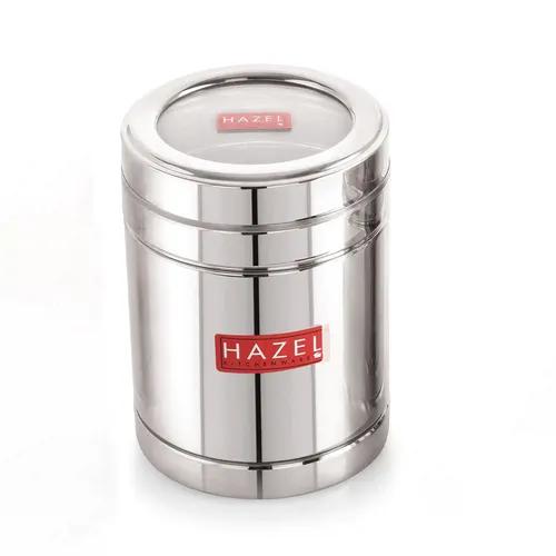 HAZEL Steel Sugar Container with Transparent Lid | Transparent Lid Sugar Storage Box For Kitchen |Food Grade Steel Kitchen Container