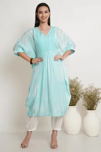 Turquoise Blue Tie Dye Kaftan