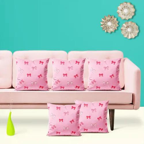 ArtzFolio Pink Bows | Decorative Cushion Cover for Bedroom & Living Room