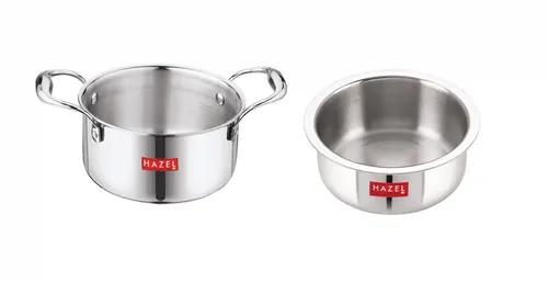 HAZEL Triply Stainless Steel Induction Bottom Tope and Tope with Handle