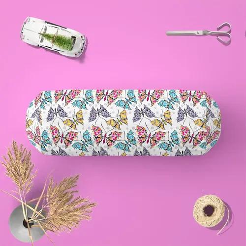 ArtzFolio Cute Butterflies | Bolster Cover Booster Cases | Zipper Opening | Poly Cotton Fabric | 16" Width x 6" Diameter; Set of 2 pcs