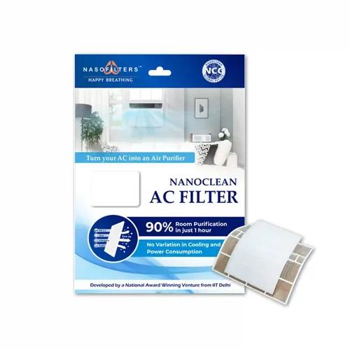 NANOCLEAN AC Filter with Nanofiber Technology for Removing Dust | Compatible with Window and Split AC | As Seen On SHARK TANK INDIA | (Pack 3)