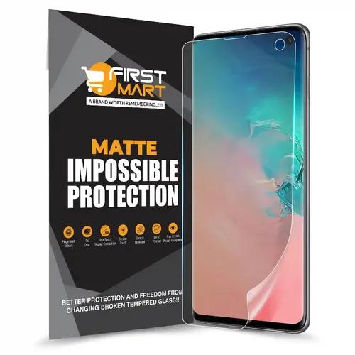 FIRST MART Screen Protector for Samsung Galaxy S10 - Nano Fiber Unbreakable Membrane Case Friendly Full Edge to Edge Screen Coverage & Installation Kit (Matte)