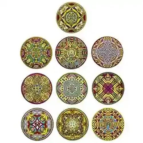 WEBELKART Premium Vinyl Self Adhesive Waterproof Floor Diwali Rangoli Set Stickers for Decoration (Multicolor 9.50 x 9.50 Inches) - Pack of 10