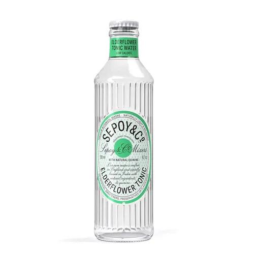 SEPOY & CO. Elderflower Tonic Water (Pack Of 12 X 200Ml)|Premium Floral Beverage|Low Calorie|Aerated Flavored Beverage|100% Natural Ingredients