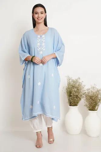 Sky Blue Hand Embroidered Kaftan