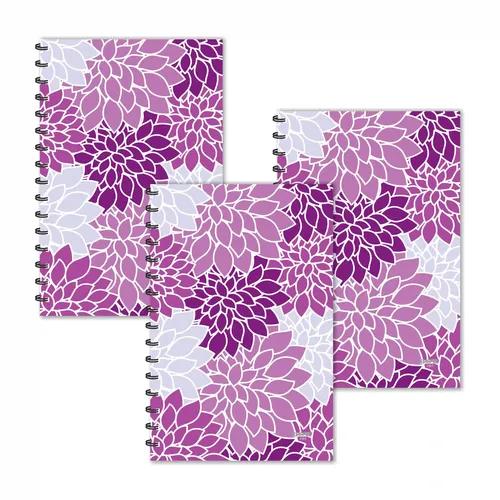 Pink Flowers Art Designer Ruled Diaries - Pack Of 3