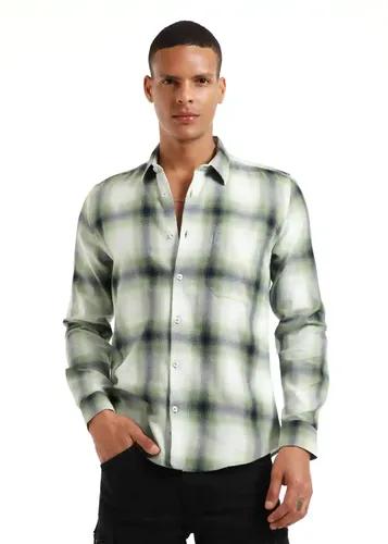 Banana Club Melange Check Leaf Green Shirt- (Small)