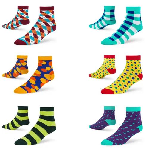 DYNAMOCKS Men's and Women's Combed Cotton Ankle Length Socks (Pack of 6) (Multicolour, Free Size)_Dan_M_Sub_T_Bubb_Fiz_Y_Bold_O_Cruise