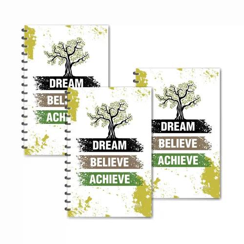 Dream Believe Achieve Tree Theme Design Ruled Diaries - Pack Of 3