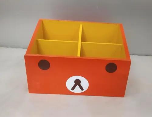 Rave Creations Cute Bear Desk Organizer Box, PVC Material, Bright Coloured, Lightweight, Small Size