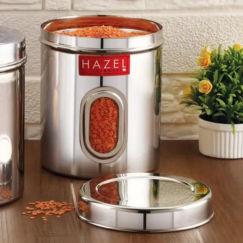 HAZEL Steel Kitchen Storage Containers | Tranparent Air Tight Containers for Storage