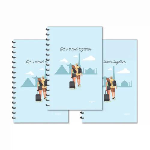 Lets Travel Together Couple Ruled Diaries - Pack Of 3