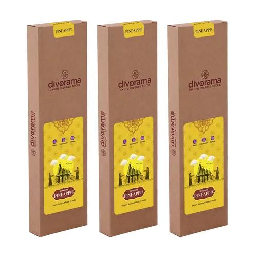 DivoRama Luxury Pineapple Incense Sticks Agarbatti - 100% Indian Natural Aroma -  Long Lasting Pineapple Agarbatti for Puja, Meditation, Happy Vibes