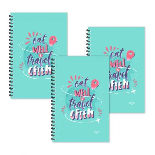 Eat Well & Travel Often Ruled Diaries - Pack Of 3