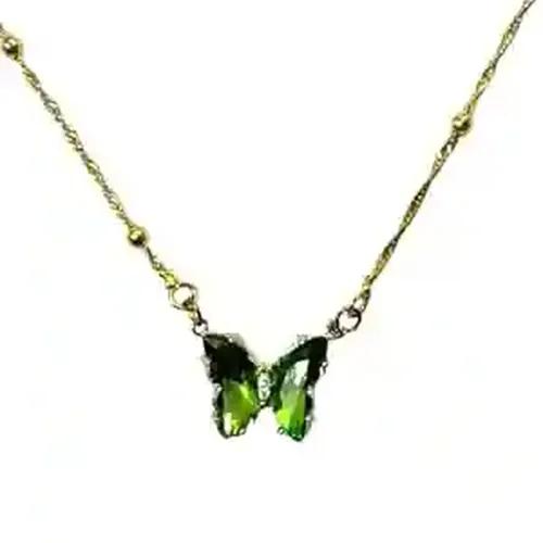 Dark Green Butterfly Pendant with Chain