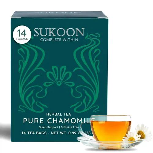 Sukoon Pure Chamomile Tea - Sleep Tea, Sourced from Uttrakhand, India, Organic| Chamomile tea loose leaves in biodegradable tea bag | Night Time Relaxing Tea