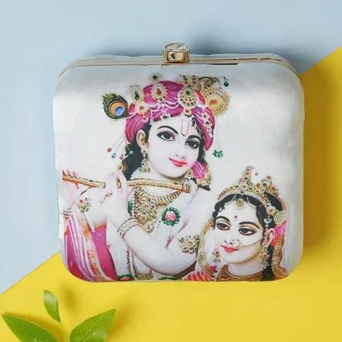 Radha & Krishna Print Designer Clutch For Women