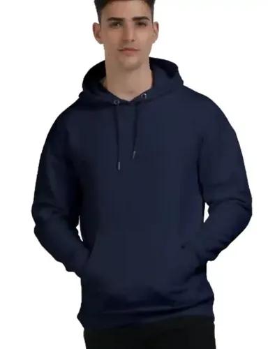 Everyday Essentials - Unisex Oversized Plain hooded sweatshirt hoodie - Navy Blue