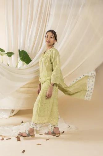 Co-ord Lemon Green Kurti Set