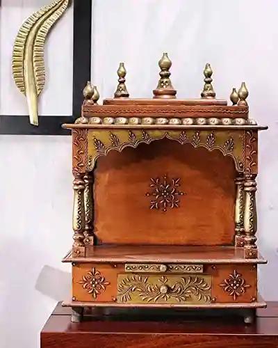 Kamdhenu Art and Craft Wooden Temple/Home Temple/Pooja Mandir/Pooja Mandap/Temple for Home (Cop)